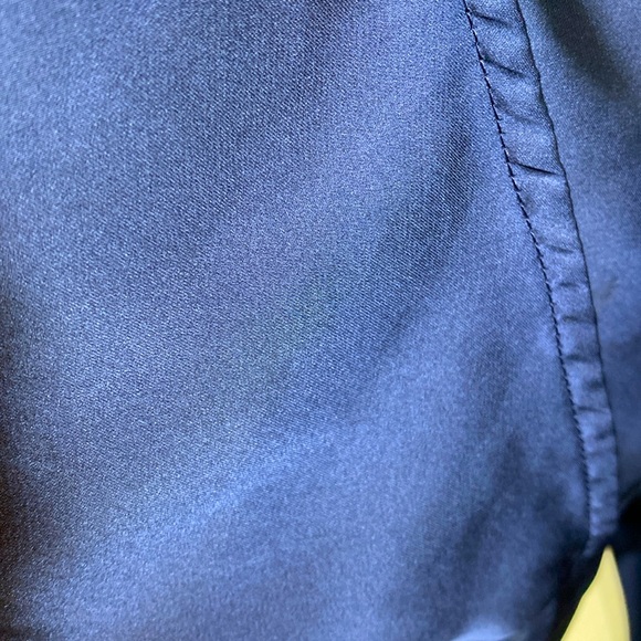 Free People Midnight Blue Blouson Sleeve Blouse with Deep V-Neck Sz Small - Picture 9 of 14